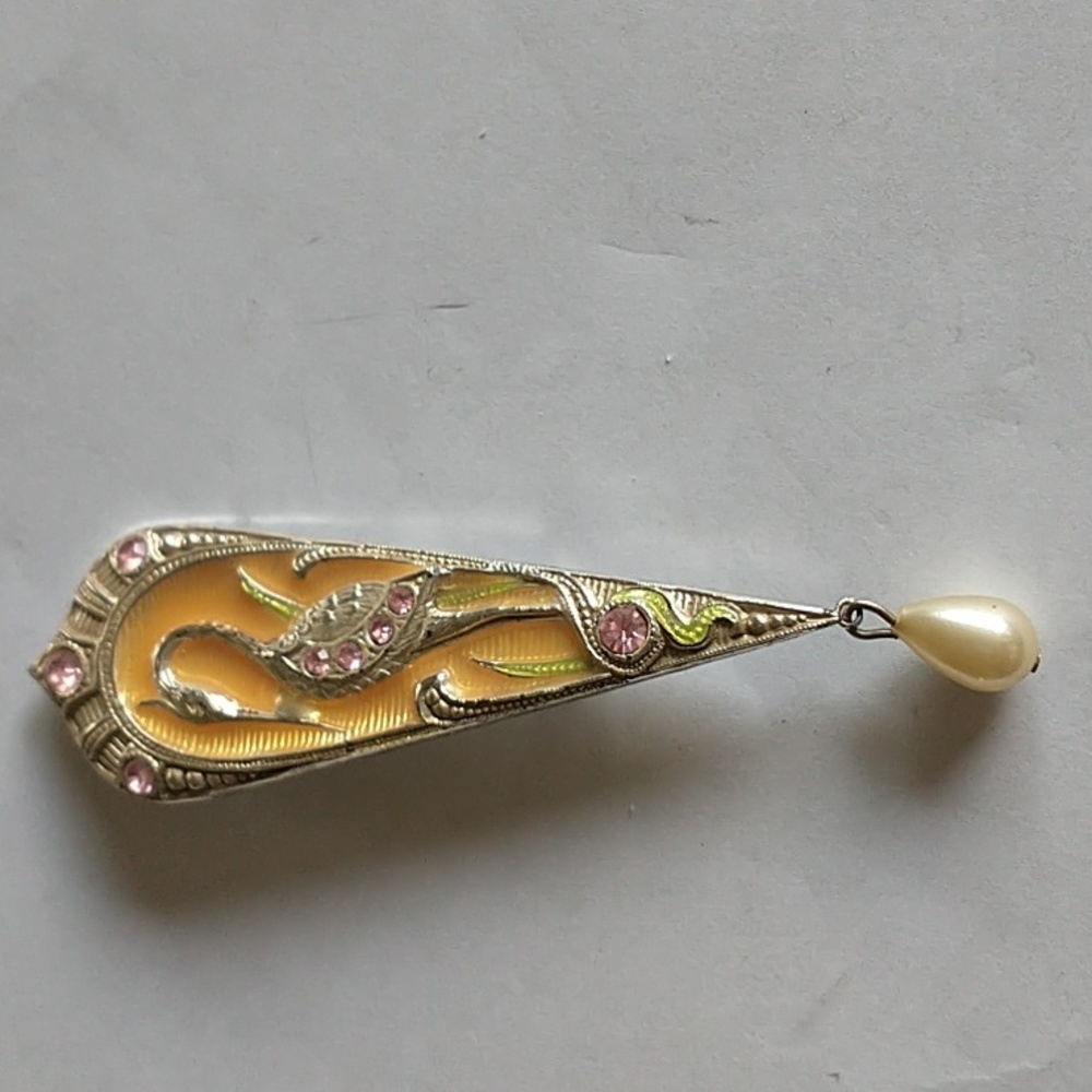 Vintage Art Deco  Egret Pin